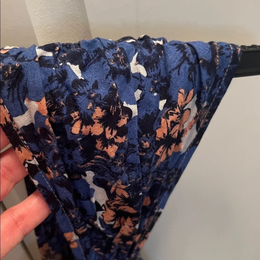 Free People Pattern Play Mini Floral Dress Cool Combo Women XS Blue Linen Blend